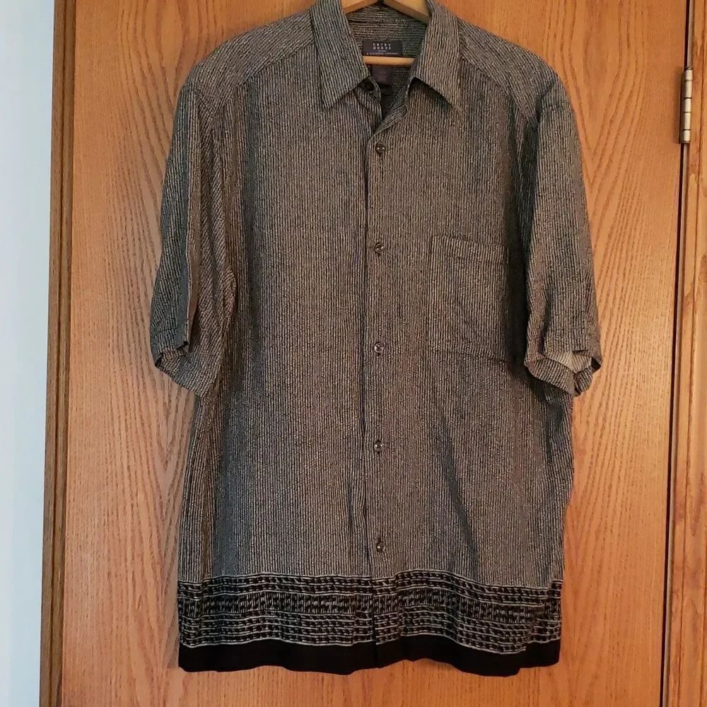 Very Nice Gray Black Crazy Horse (a Claiborne Co) Button Down Dress Shirt Sz L
